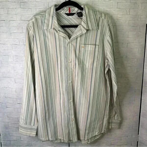 Sean John button down striped blouse, long sleeve office attire, plus size NWT